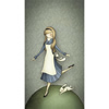 Drawing of a girl that is runing with a white rabbit by her side